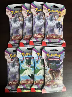 Pokemon TCG Paldea Evolved Sleeved Booster Packs FACTORY SEALED - LOT OF 8 - Image 1