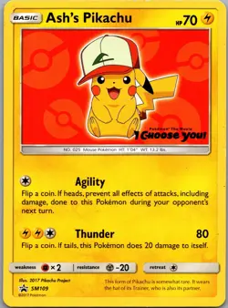 Ash's Pikachu SM109 SM Promos Pokemon TCG Promo LP - Image 1