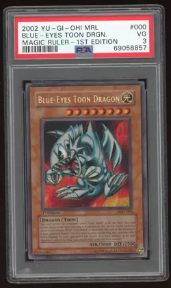 BLUE-EYES TOON DRAGON YUGIOH 2002 MAGIC RULER #MRL-000 1st Ed. SECRET HOLO PSA 3 - Image 1