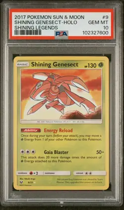 2017 POKEMON SUN & MOON SHINING LEGENDS #9 SHINING GENESECT-HOLO PSA 10 - Image 1