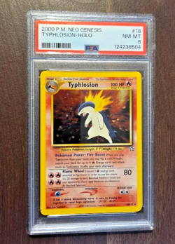 2000 Pokemon Neo Genesis TYPHLOSION #18 HOLO PSA 8 NM-MT - Image 1