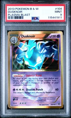 POKEMON PLASMA BLAST DUSKNOIR #104 SECRET RARE PSA 9 MINT #115441911 - Image 1