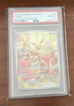 2024 Pokemon TCG Eevee TWM IR #188 PSA 10 Gem Mint Full Art Illustration Rare - Image 1