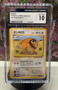Tauros Pokemon Vending Series 3 1998 Japanese CGC 10 - Image 1