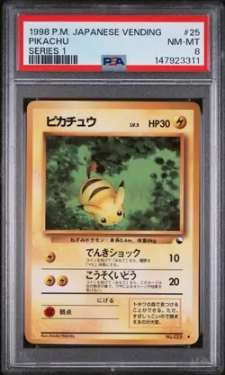 PSA 8 PIKACHU - 1998 POKEMON Japanese Vending Series - Glossy VINTAGE NM-MT - Image 1