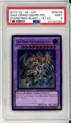 YUGIOH 1ST STBL-EN039 GAIA DRAKE UNIVERSAL FORCE ULTIMATE PSA 9 MINT #43164284 - Image 1