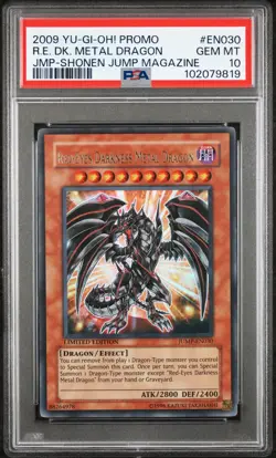 PSA 10, POP 10 Yu-Gi-Oh! 2009 JUMP-EN030 Red-Eyes Darkness Metal Dragon - Image 1