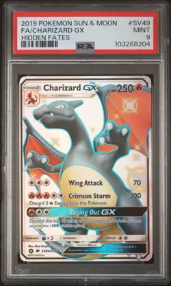 2019 Charizard GX Full Art Pokemon Hidden Fates #SV49 PSA 9 Mint + Card Guard - Image 1