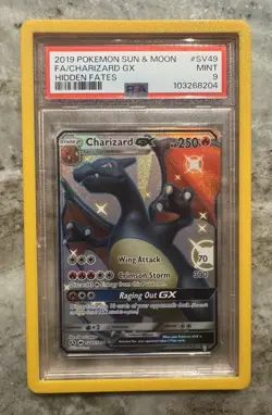 2019 Charizard GX Full Art Pokemon Hidden Fates #SV49 PSA 9 Mint + Card Guard - Image 4