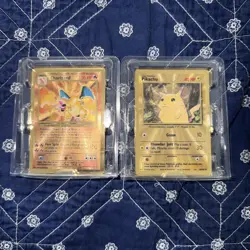 Pokemon Celebrations Gold Metal Charizard & Pikachu Cards 25th Anniversary Base - Image 1