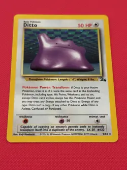 Pokemon 1999 Ditto Holofoil 3/62 Fossil Set Card Holo RARE wotc - Image 1
