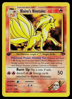 Pokemon Card - Blaine's Ninetales Gym Challenge 21/132 Rare 1st Edition - Image 1