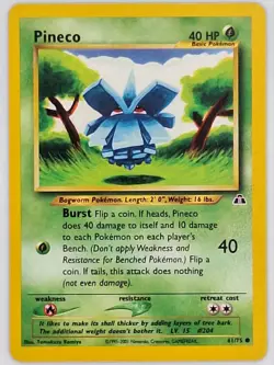 Pineco 61/75 Neo Discovery Regular Pokemon Card 2001 LP - Image 1