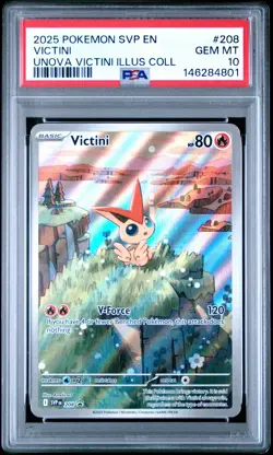 2025 POKEMON SVP EN-SV BLACK STAR PROMO #208 VICTINI PSA 10 - Image 1