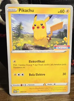 Special Pokemon TCG Indonesia Pikachu Promo 240/S-P Indomaret Stamp NM - Image 1