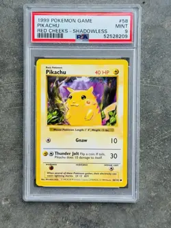 1999 Pokemon Pikachu Red Cheeks Shadowless Base Set 58 Psa 9 - Image 2