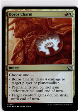 MTG Foundations FOIL Boros Charm U 721 NM Pack Fresh ActualScan of Card - Image 1