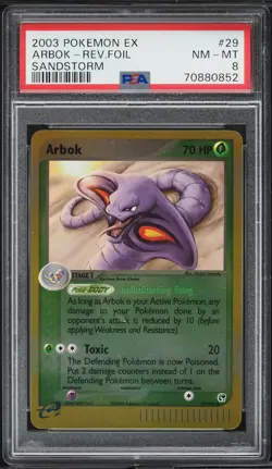 2003 Pokemon EX Sandstorm Reverse Holo Arbok #29 PSA 8 NM-MT - Image 1