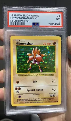 Hitmonchan HOLO - PSA 7 Shadowless (7/102) - Pokemon TCG 1999 Base Set WOTC - Image 1