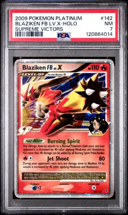 2009 POKEMON SUPREME VICTORS BLAZIKEN FB LV X #142 ULTRA PSA 7 NM #120864014 - Image 1