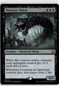 MTG Foundations FOIL Massacre Wurm M 714 NM Pack Fresh ActualScan of Card - Image 1
