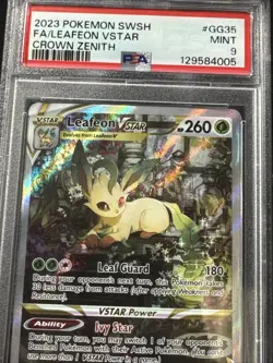 Leafeon VSTAR GG35/GG70 Holo Pokemon Crown Zenith Galarian Gallery Mint PSA 9 - Image 2