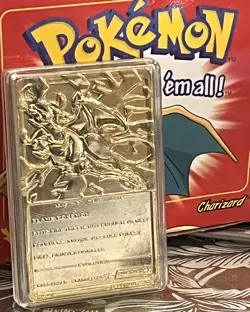 Pokemon 1999 Burger King 23K Gold Plated CHARIZARD #06 Card 2.75" x 1.75" w/ BOX - Image 2