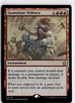 MTG Foundations FOIL Gratuitous Violence R 715 NM Pack Fresh ActualScan of Card - Image 1