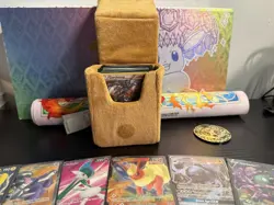 Pokemon Prismatic Evolutions Eevee card holder, sleeves, and playmat + cards. - Image 3