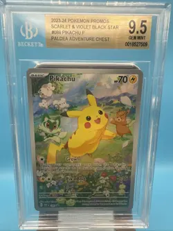 2024 Pokemon Promo S&V Black Star #88 Pikachu Paldea Adventure Chest Beckett 9.5 - Image 1