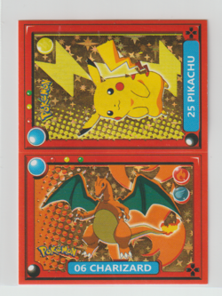 Pokemon Pokedex Sticker Pikachu #25 Charizard #6 Flash Edition Gold Star Holo - Image 1