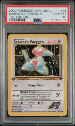 Pokemon TCG Sabrina's Porygon 98/132 Gym Challenge 1st Edition PSA 10 - Image 1