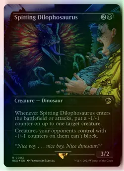 MTG Spitting Dilophosaurus (Borderless) FOIL Jurassic World Collection - Image 1