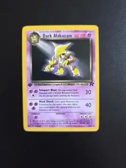 Pokemon Dark Alakazam TCG Team Rocket 1st Edition Non-Holo Rare Card 18/82 V LP - Image 1