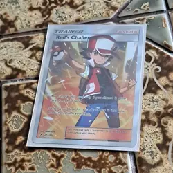 Pokemon TCG Red's Challenge Trainer Supporter Holo Card Sun & Moon 213/214 - Image 1