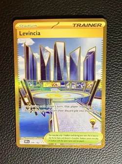 Pokemon TCG Levincia 244/182 Destined Rivals Gold Hyper Rare Trainer Stadium - Image 1