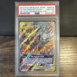 Pokemon 2019 Black Star SM210 Moltres Zapdos Articuno Stained Glass PSA 10 Gem - Image 1