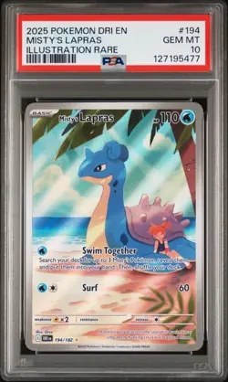 2025 POKEMON DRI EN-DESTINED RIVALS ILLUSTRATION RARE #194 MISTY'S LAPRAS PSA 10 - Image 1