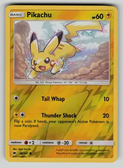 Pikachu 40/147 Common Burning Shadows Pokemon Reverse Holo NM - Image 1