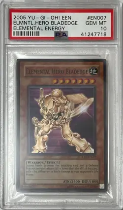 Yu-Gi-Oh! PSA 10 GEM-MT 'Elemental Hero Bladedge' EEN-EN007 ~SUPER RARE~ - Image 1