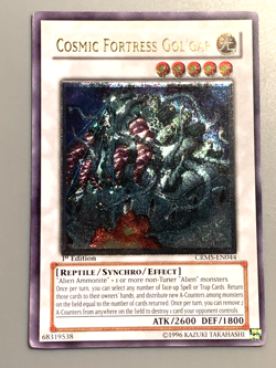 yugioh Cosmic Fortress Gol'Gar CRMS-EN044 Ultimate Rare 1st Edition lightly play - Image 1
