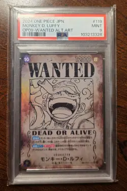 PSA 9 Luffy OP05-119 SP Wanted Emperors in the New World One Piece Jap UK Seller - Image 1