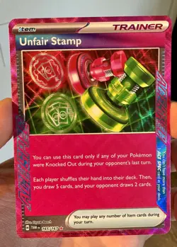 POKEMON ~ UNFAIR STAMP 165/167 ~ TWILIGHT MASQUERADE ACE SPEC TRAINER RARE NM - Image 1