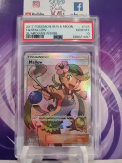 PSA 10 Gem MT 2017 Pokemon SM: Guardians Rising FA Mallow 145/145 - Image 1