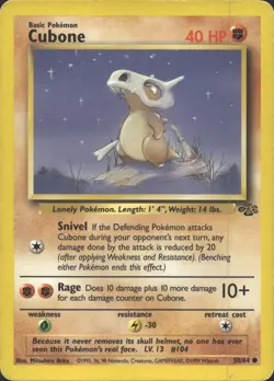 CUBONE 50/64 COMMON JUNGLE POKEMON UNLIMITED MP - Image 2