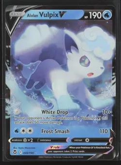 Alolan Vulpix V Ultra Rare SWSH12: Silver Tempest 033/195 NM Pokemon Card - Image 1