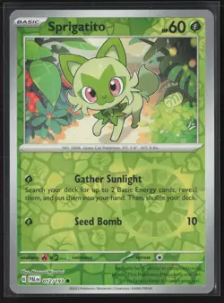 Sprigatito Common SV02: Paldea Evolved 012/193 NM Pokemon Card Reverse Holo - Image 1