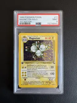 11/62 Holo Magneton 1st Edition (PSA 9) Fossil Pokemon Card WOTC 1999 MINT - Image 1