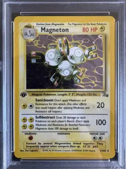 11/62 Holo Magneton 1st Edition (PSA 9) Fossil Pokemon Card WOTC 1999 MINT - Image 2