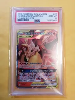 Charizard & Braixen GX 22/236 Pokemon Cosmic Eclipse Full Art PSA10 - Image 1